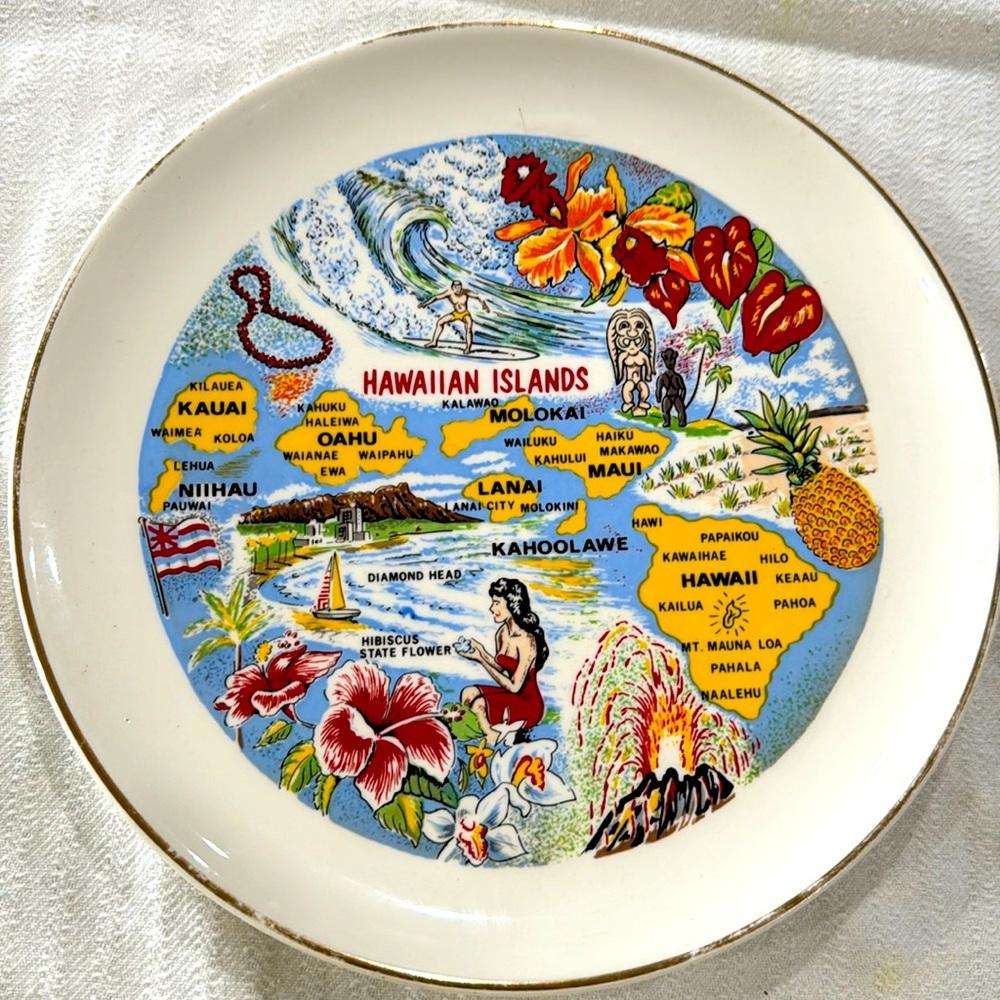 Vintage Collector Plate Hawaiian Islands